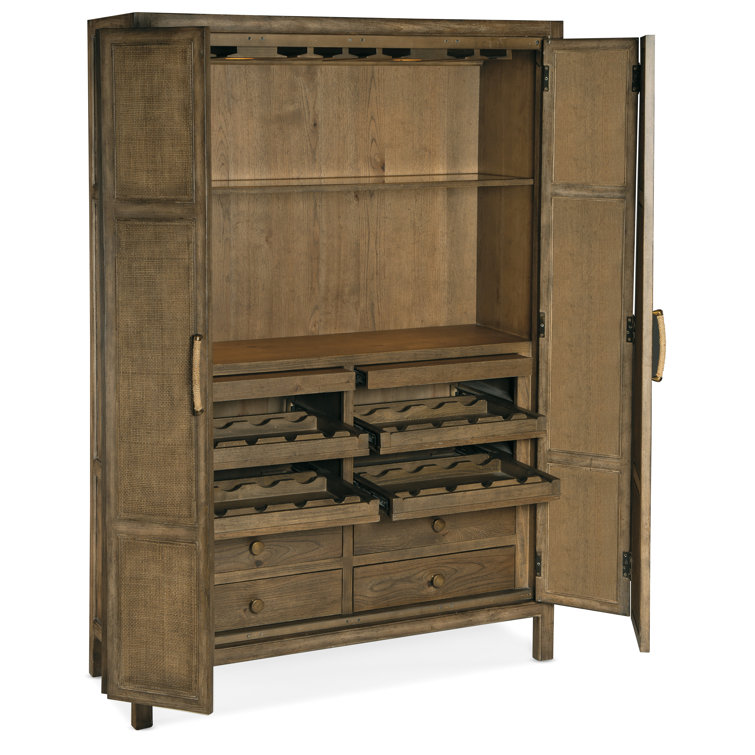 Driftwood Coastal Chic 50'' Brown Rattan Bar Cabinet