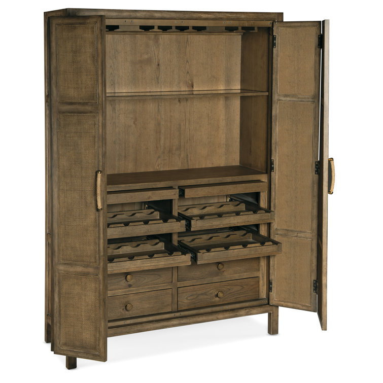 Driftwood Coastal Chic 50'' Brown Rattan Bar Cabinet