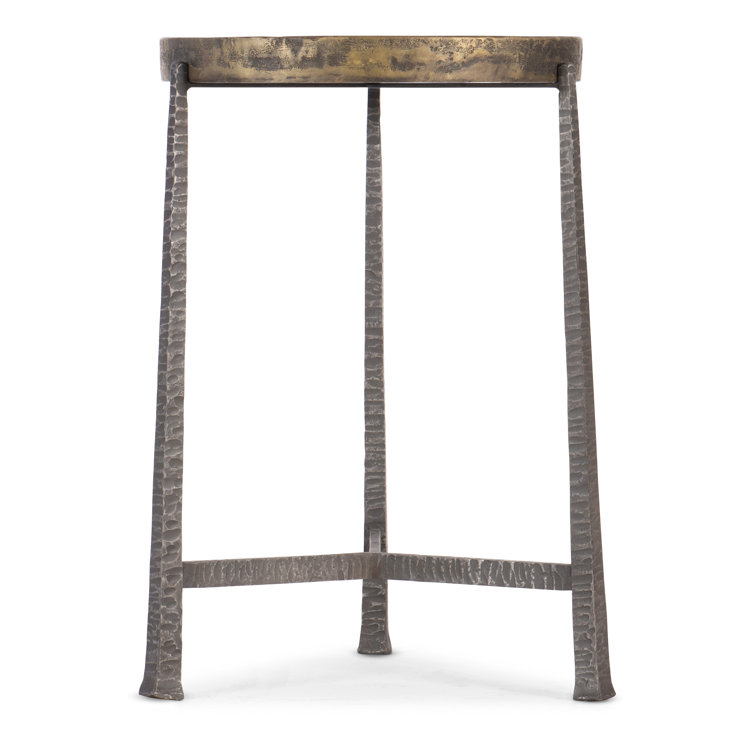 Transitional Gold Metal Round Tray Top End Table 24"