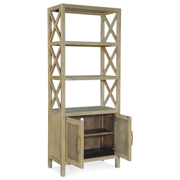Anders Coastal Cool Wood Fretwork 4-Shelf Bookcase