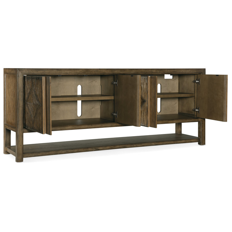 Anders Coastal Wood Reeded 80'' Media Console with Diamond Motifs