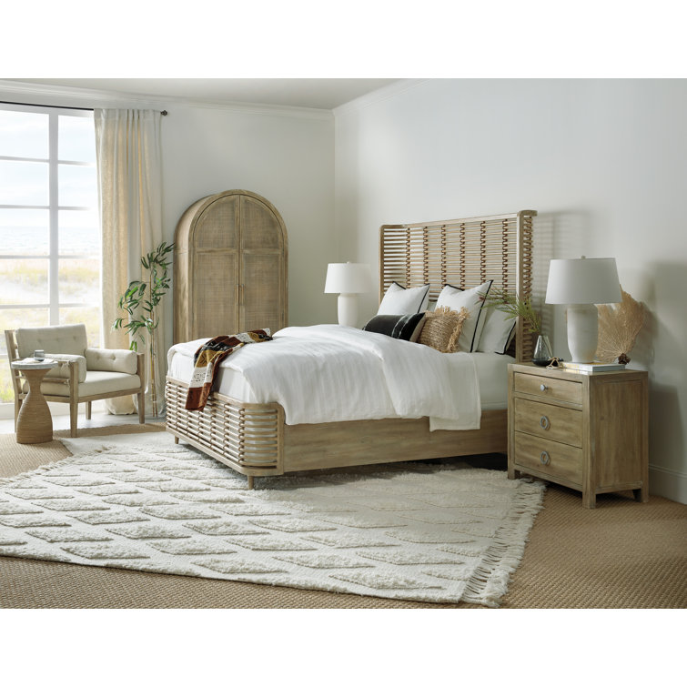 Natural Driftwood Rattan 2-Door Armoire with Shelves