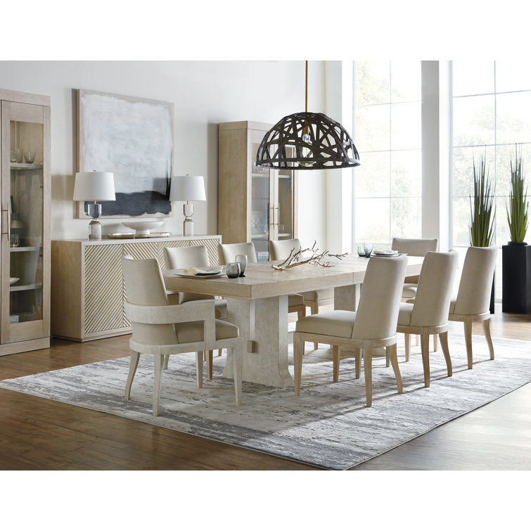 Beige Oak Extendable Farmhouse Dining Table