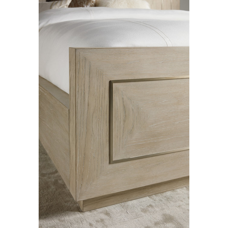 Cascade Transitional King Panel Bed with Metal Inlay, Beige