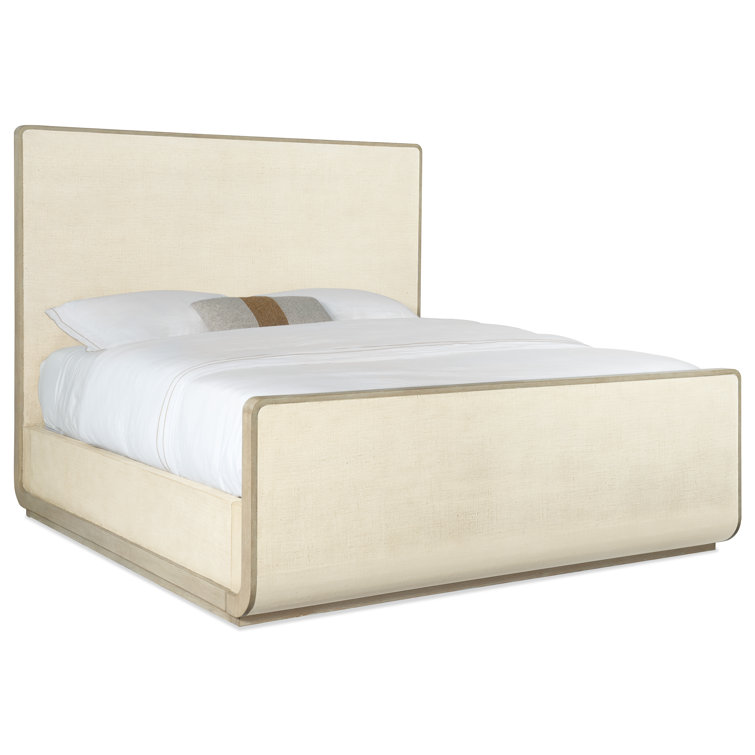 Serene Retreat Oak and Burlap Queen Sleigh Bed with Storage