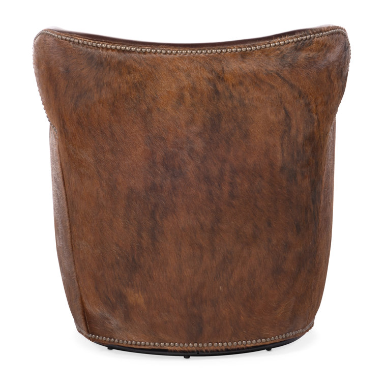 Debonair Espresso Brown Leather Swivel Accent Chair