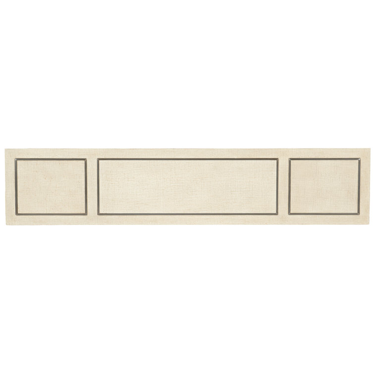 Cascade 76'' White Cream Burlap & Champagne Metal Console Table with Storage