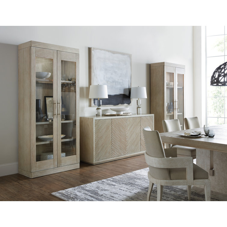 Cascade Taupe Oak Display Cabinet with Adjustable Glass Shelves