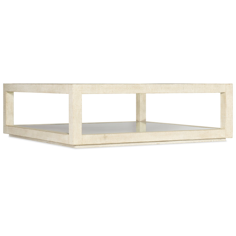 White Square Wood and Glass Cocktail Table