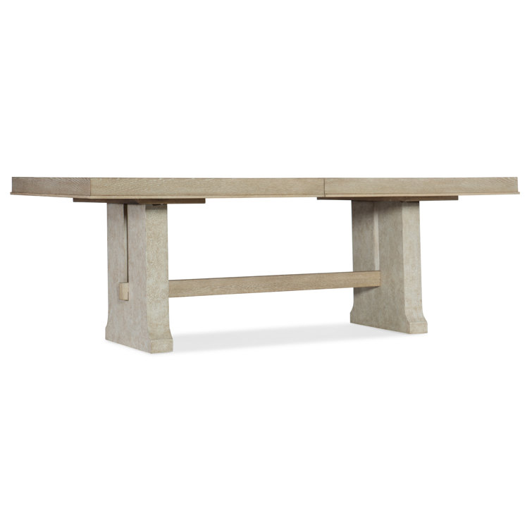 Beige Oak Extendable Farmhouse Dining Table