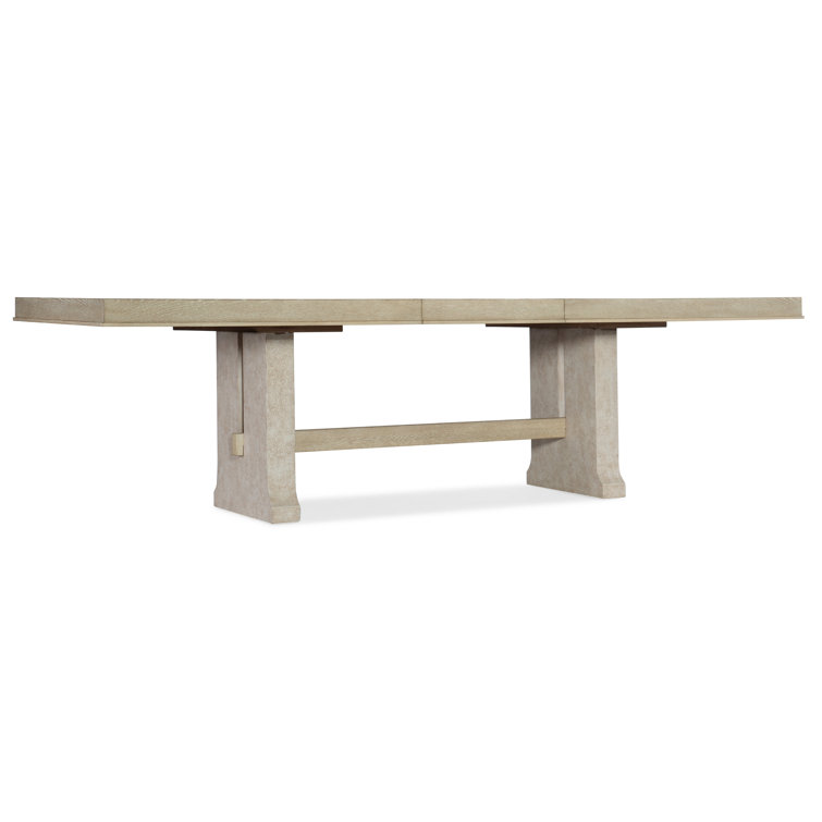Beige Oak Extendable Farmhouse Dining Table