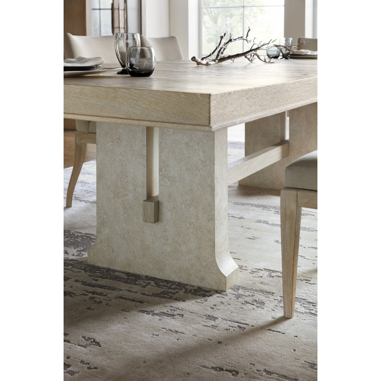 Beige Oak Extendable Farmhouse Dining Table