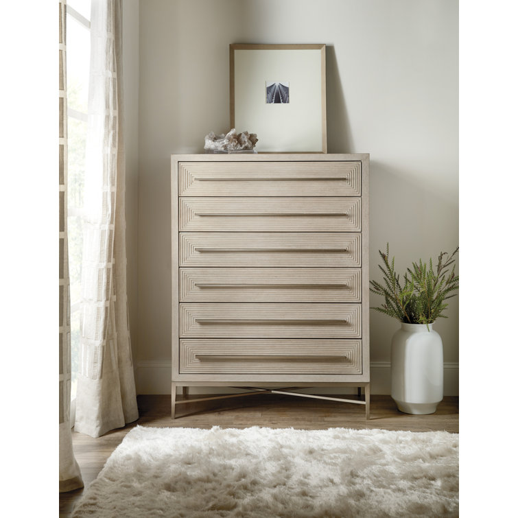Cascade 6-Drawer Light Wood Dresser in Gray with Soft Close and Levelers