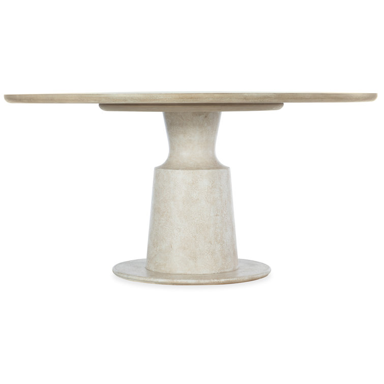Beige and White Round Oak Veneer Dining Table
