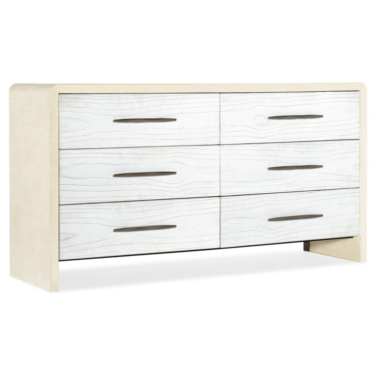 Beige and White Transitional 6-Drawer Dresser with Soft Close