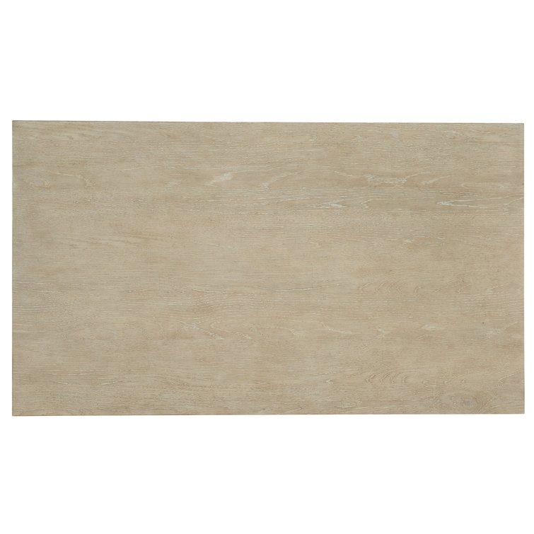 Cascade Rectangular Oak Cocktail Table in Beige with Burlap Detail