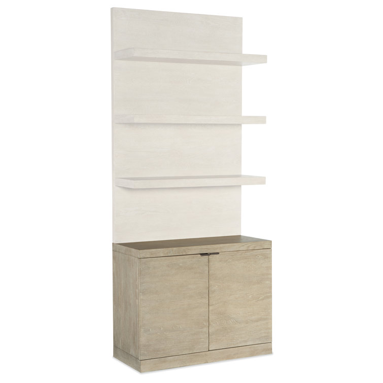 Adjustable Brown Solid Wood Bookcase with Doors