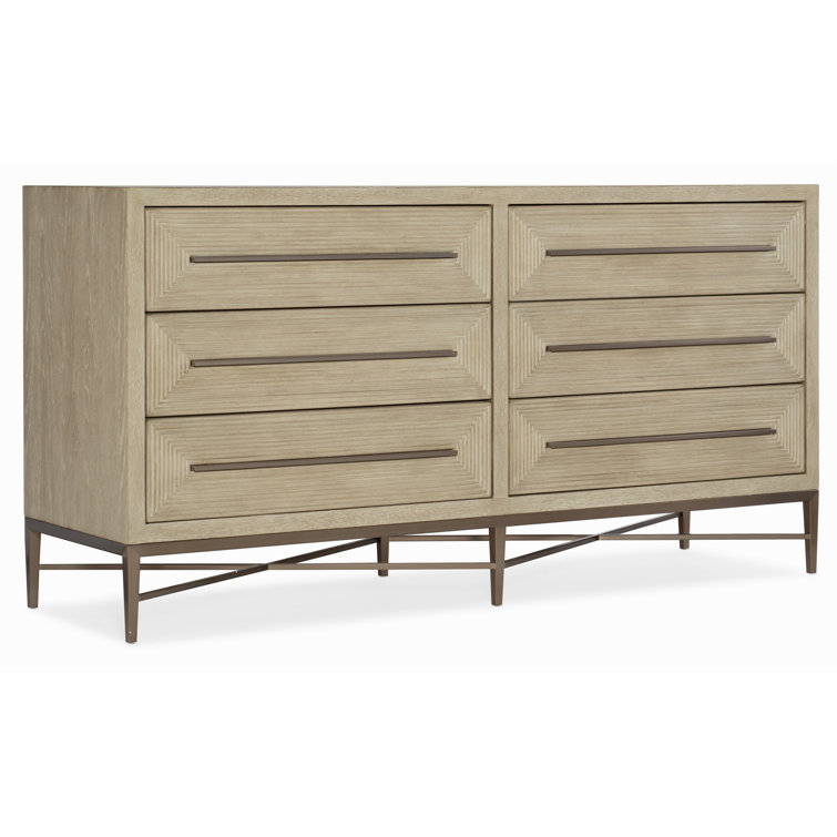 Cascade Transitional 6-Drawer Light Wood & Gray Dresser