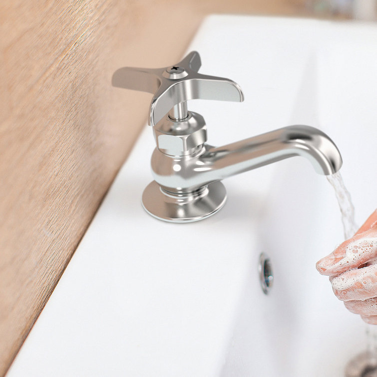 Polished Chrome Single-Hole Cross Handle Bathroom Faucet