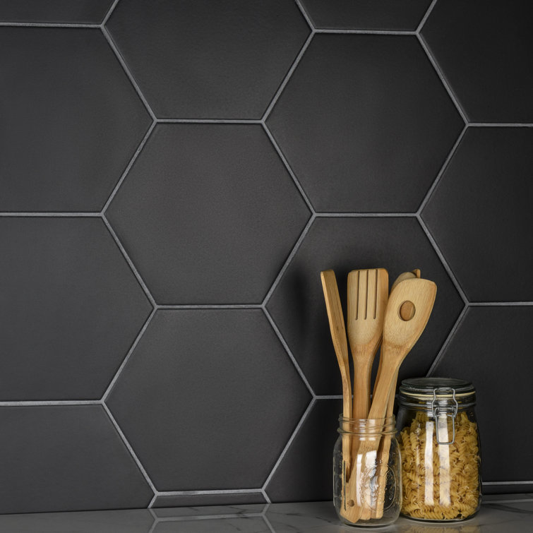 Matte Black Hexagon Porcelain Wall and Floor Tile