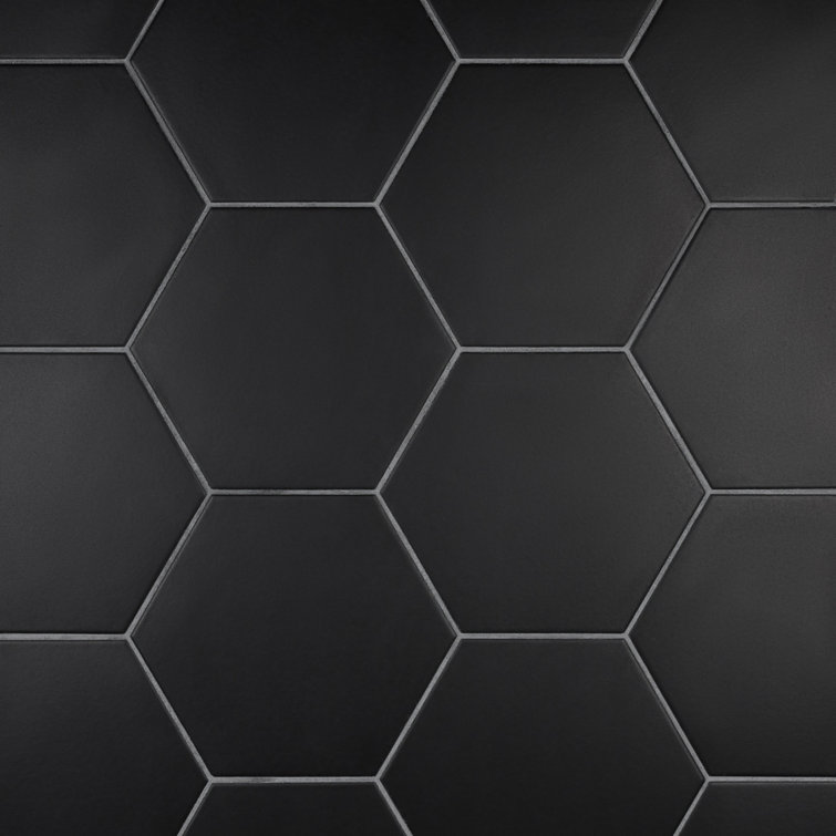 Matte Black Hexagon Porcelain Wall and Floor Tile