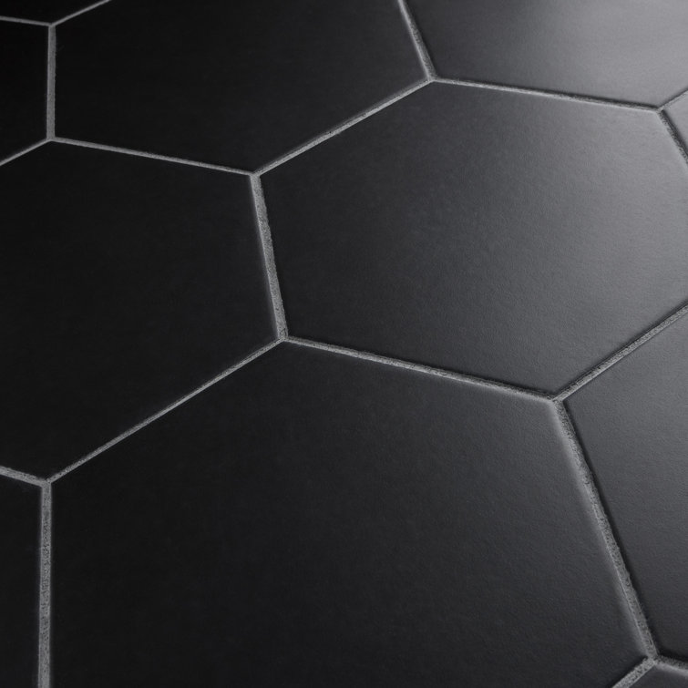 Matte Black Hexagon Porcelain Wall and Floor Tile