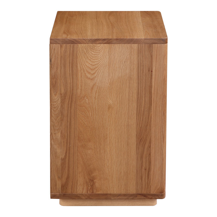 Osamu Contemporary Brown Oak Nightstand with Open Display Shelf
