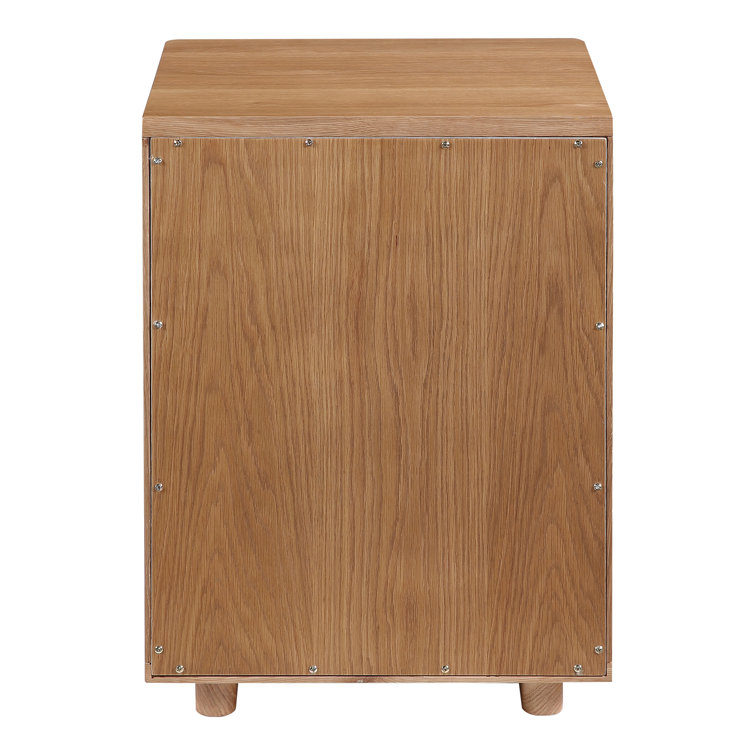 Osamu Contemporary Brown Oak Nightstand with Open Display Shelf
