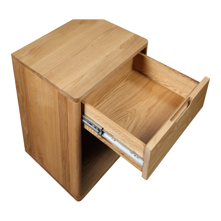 Osamu Contemporary Brown Oak Nightstand with Open Display Shelf