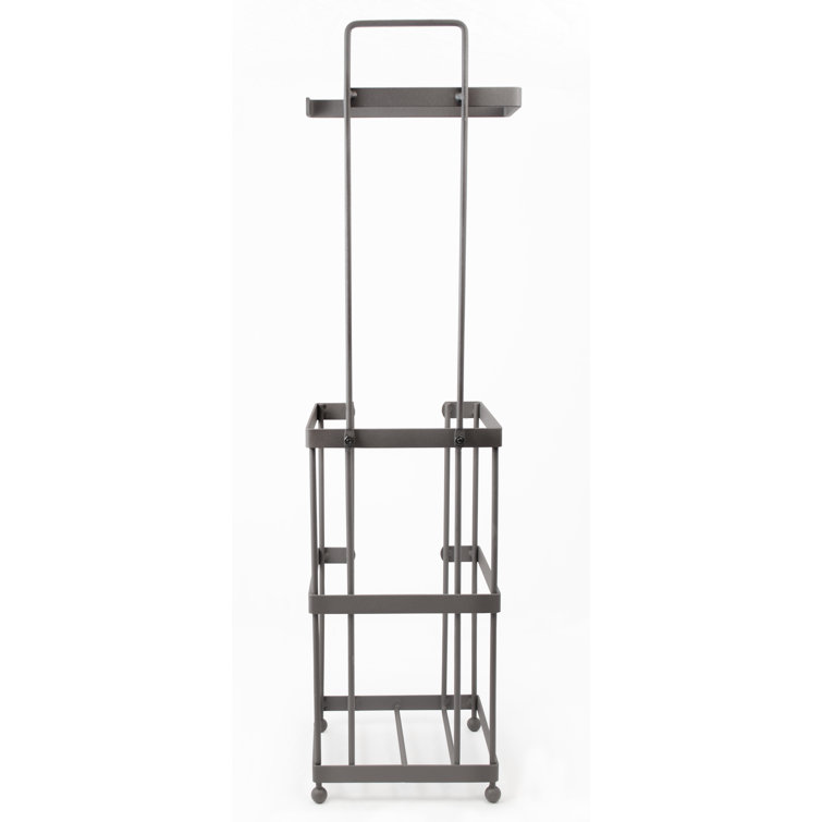 Taupe Metal Freestanding Toilet Paper Holder with Storage