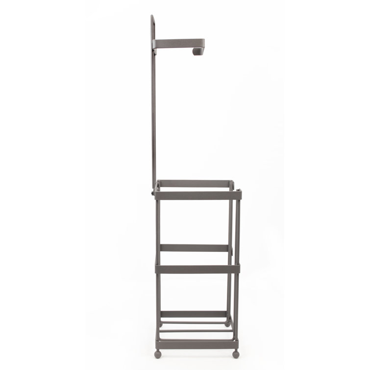 Taupe Metal Freestanding Toilet Paper Holder with Storage