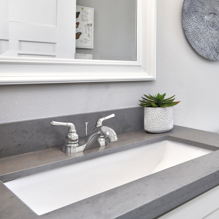 Chrome Centerset Bathroom Faucet with Lever Handles