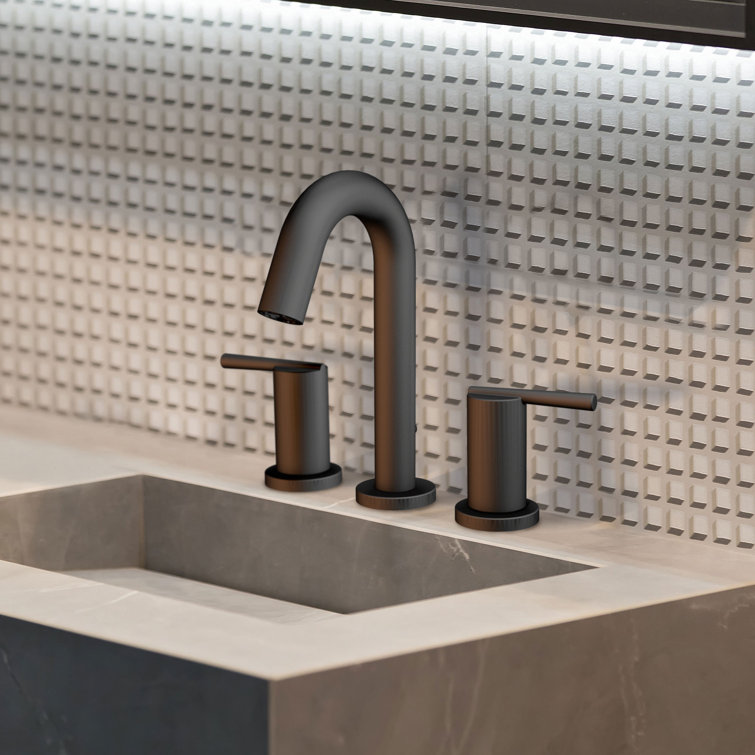 Matte Black Modern Widespread Bathroom Faucet with Drain Assembly