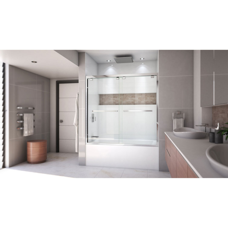 Encore 60'' Clear Tempered Glass Frameless Sliding Tub Door