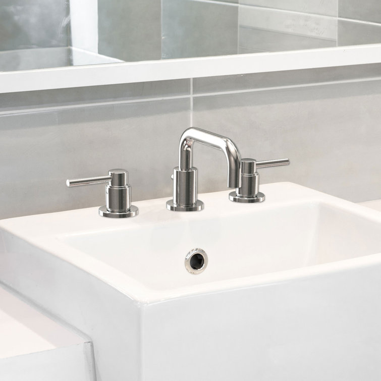 Polished Chrome Widespread Bathroom Faucet with Metal Handles