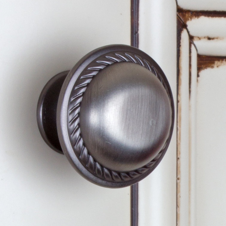 Satin Pewter Round Rope Cabinet Knobs with Mounting Hardware, 10 Pack