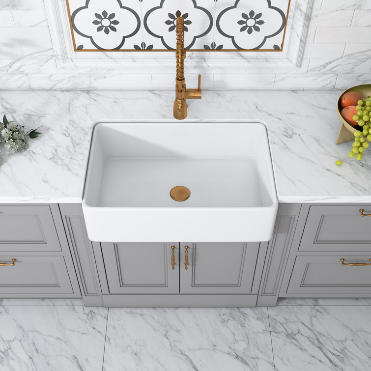 Treviso White Fireclay 30" Single Bowl Farmhouse Sink