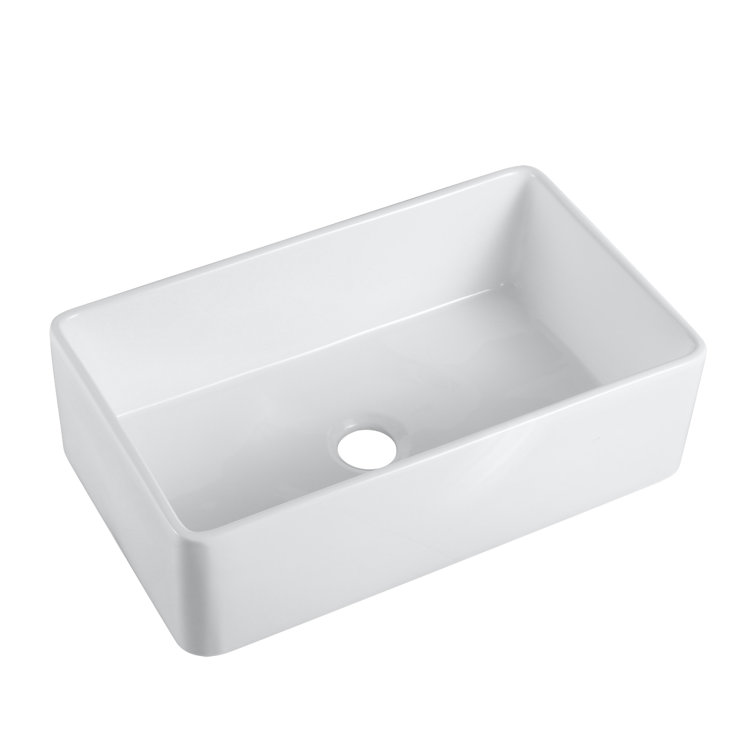 Trento 33'' White Fireclay Single Bowl Farmhouse Sink