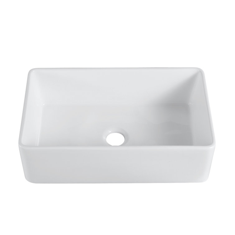 Trento 33'' White Fireclay Single Bowl Farmhouse Sink