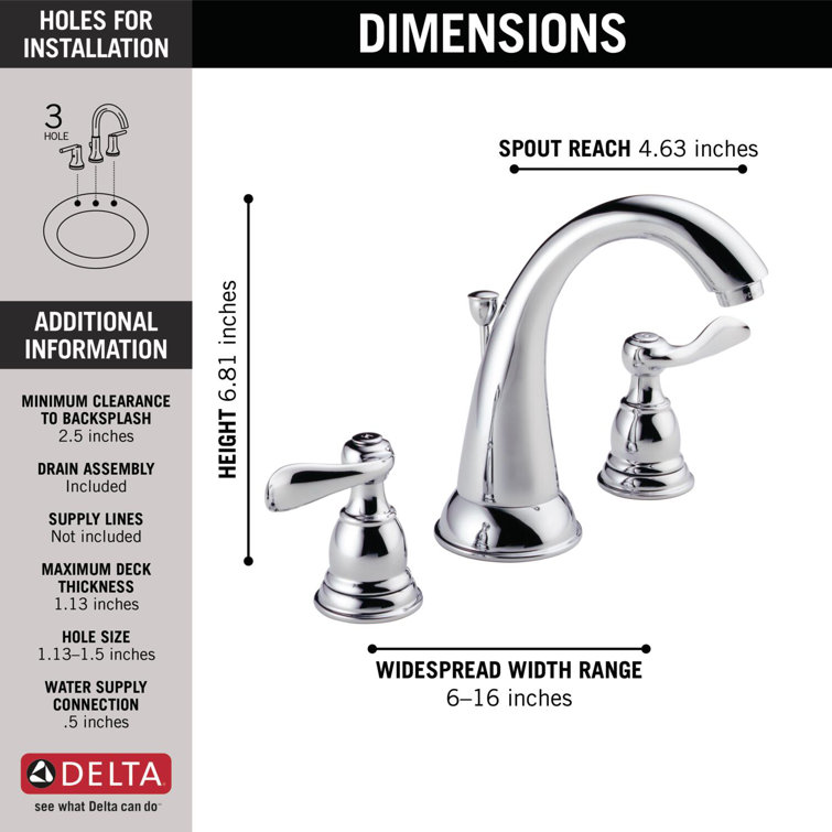 Windemere Polished Chrome 2-Handle Widespread Bathroom Faucet