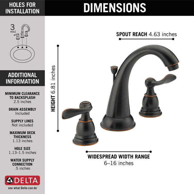 Windemere Oil Rubbed Bronze Widespread Bathroom Faucet with Drain Assembly