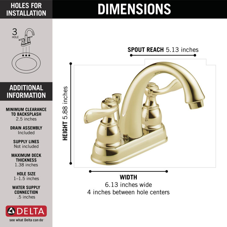 Windemere Elegance Two-Handle Polished Brass Bathroom Faucet