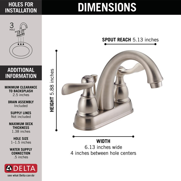 Delta Windemere Dual-Handle Stainless Steel Bathroom Faucet