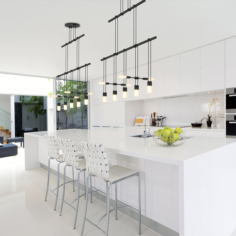 Suspenders 27" Satin Black Glass LED Island Pendant