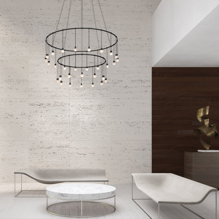 Satin Black Crystal LED Island Pendant Light
