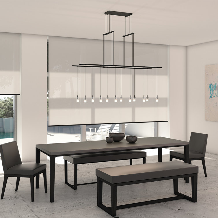 Modern Satin Black LED Glass Kitchen Island Pendant Light