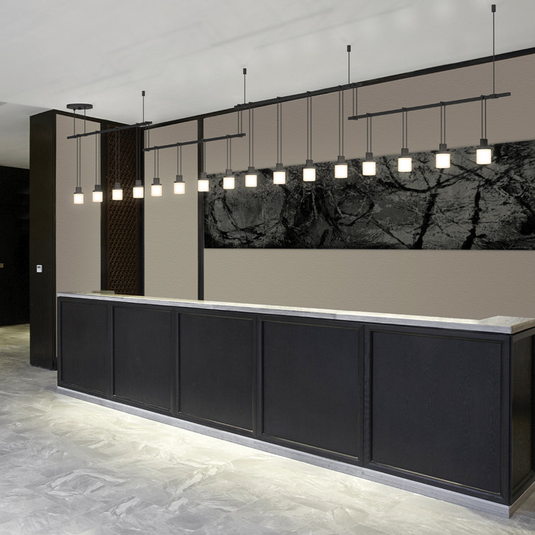 Suspenders Satin Black 16-Light LED Glass Kitchen Island Pendant