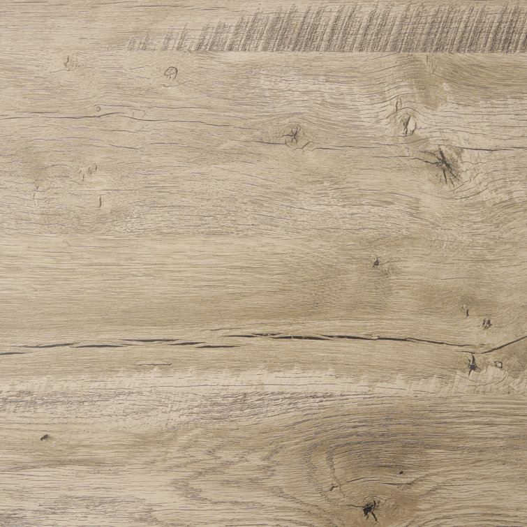 Sewn Oak Laminate No-Tool Writing Desk with Black Metal Legs