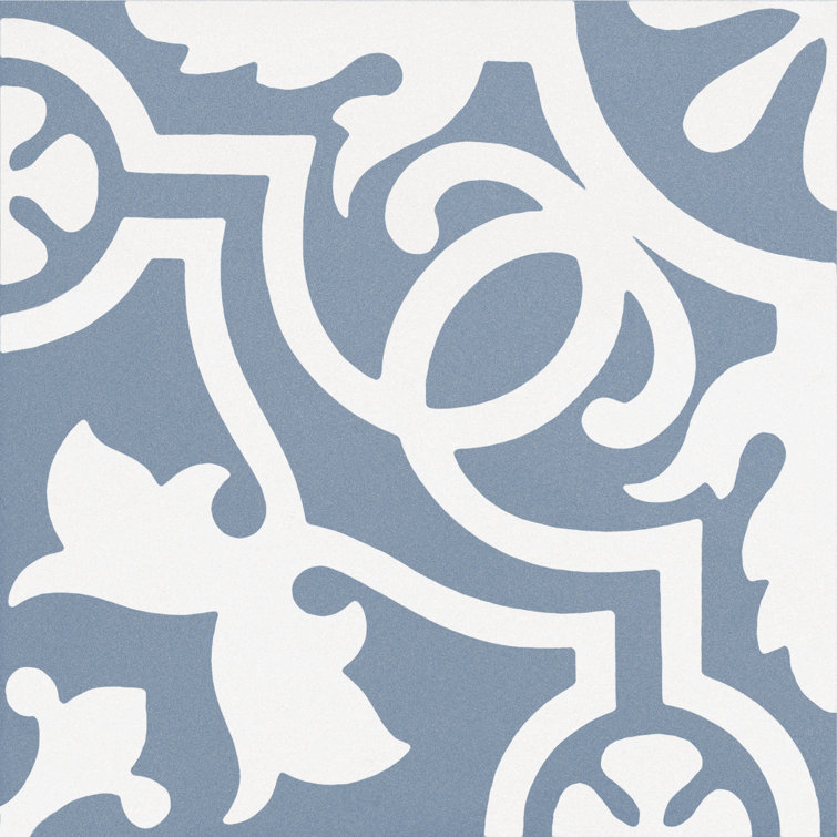 Bliss Beaux Blue and White Matte Porcelain Square Tile