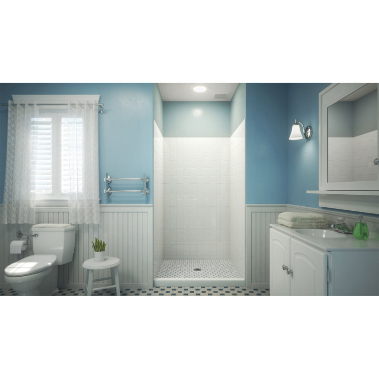 White Acrylic 76" High Shower Backwall Kit